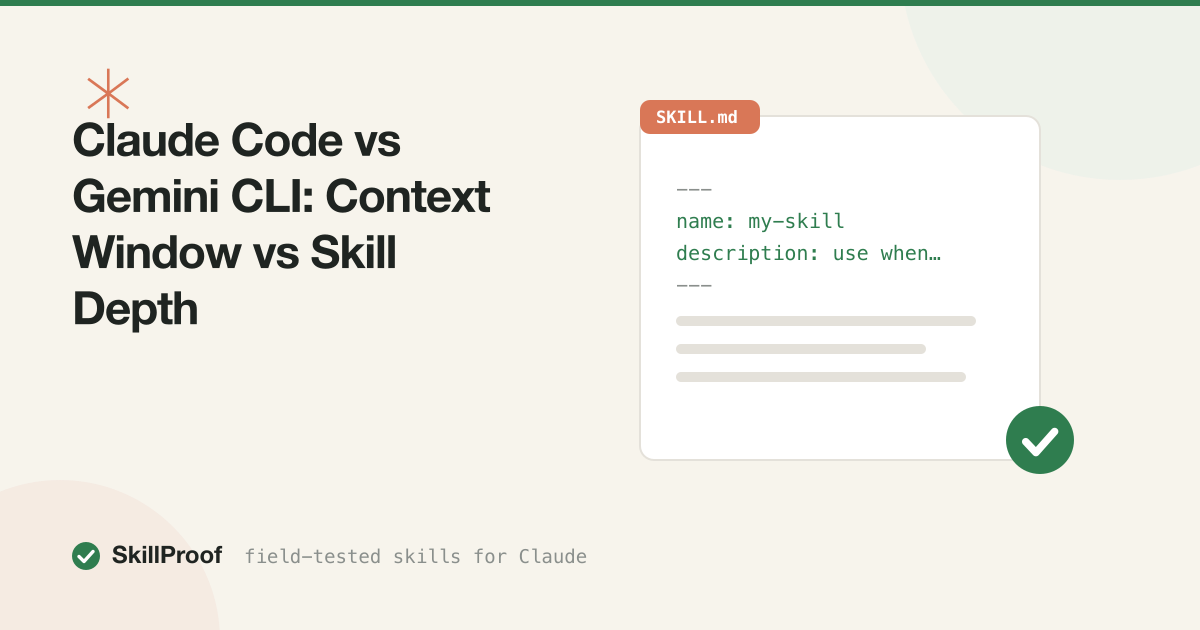 Claude Code vs Gemini CLI: Context Window vs Skill Depth