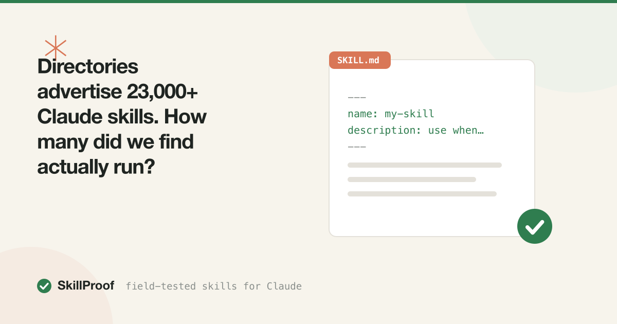 Directories advertise 23,000+ Claude skills. How many did we find actually run?