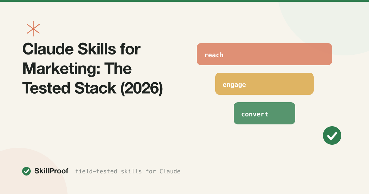 Megaphone and an ascending bar chart with a verified checkmark for marketing skills