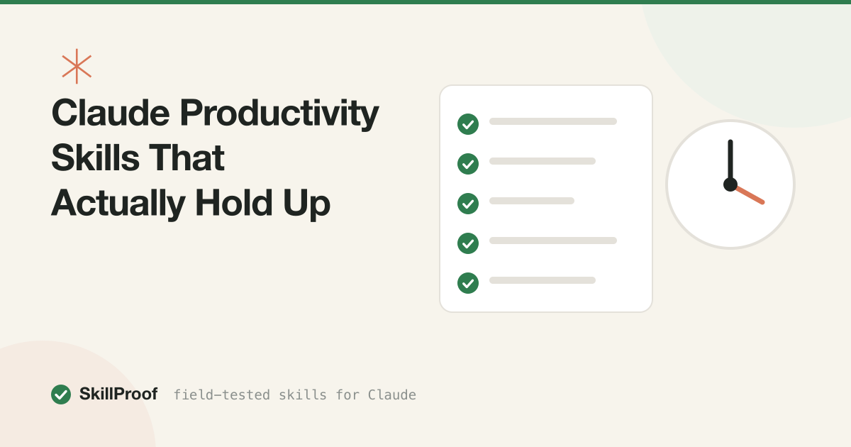 Cream illustration of a checklist card with a clock in the corner
