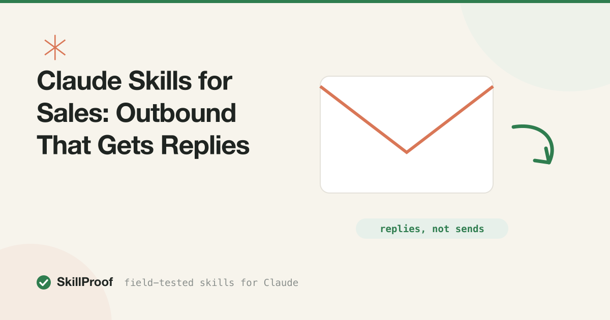Target with an arrow and an opened envelope with a green check — sales outreach that gets replies
