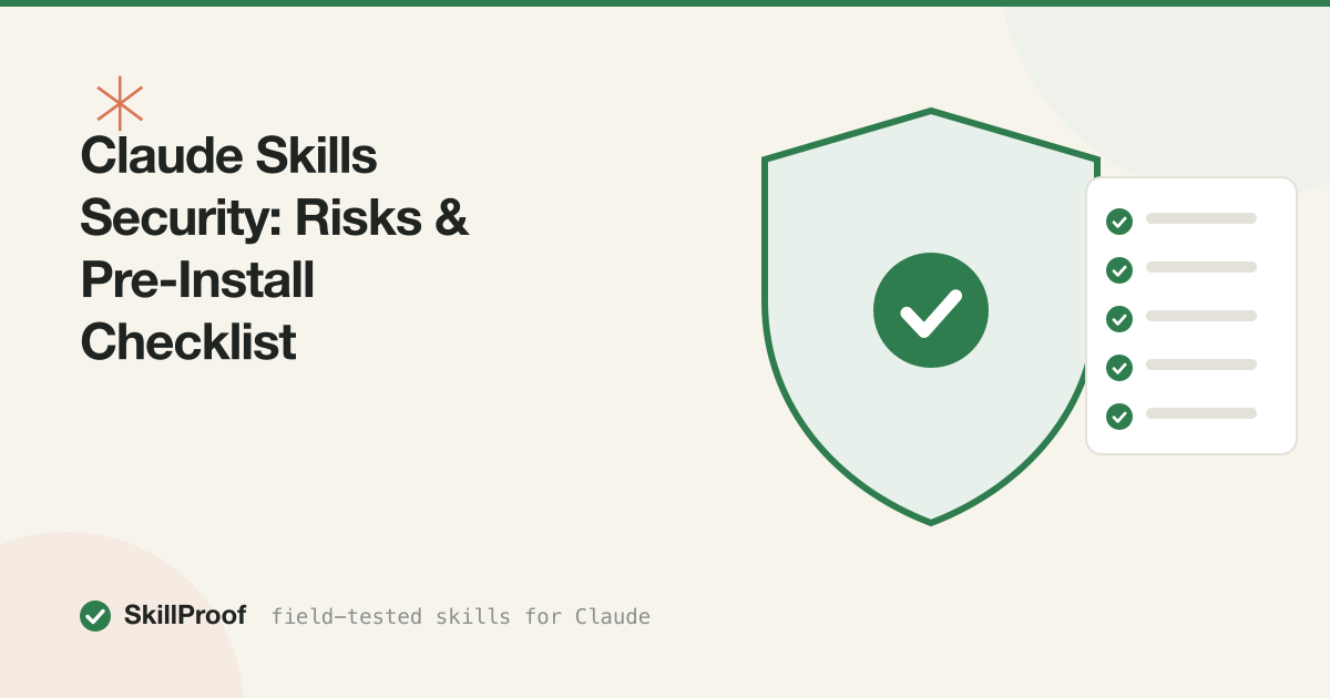 Shield with a keyhole surrounded by warning asterisks — Claude skills security checklist