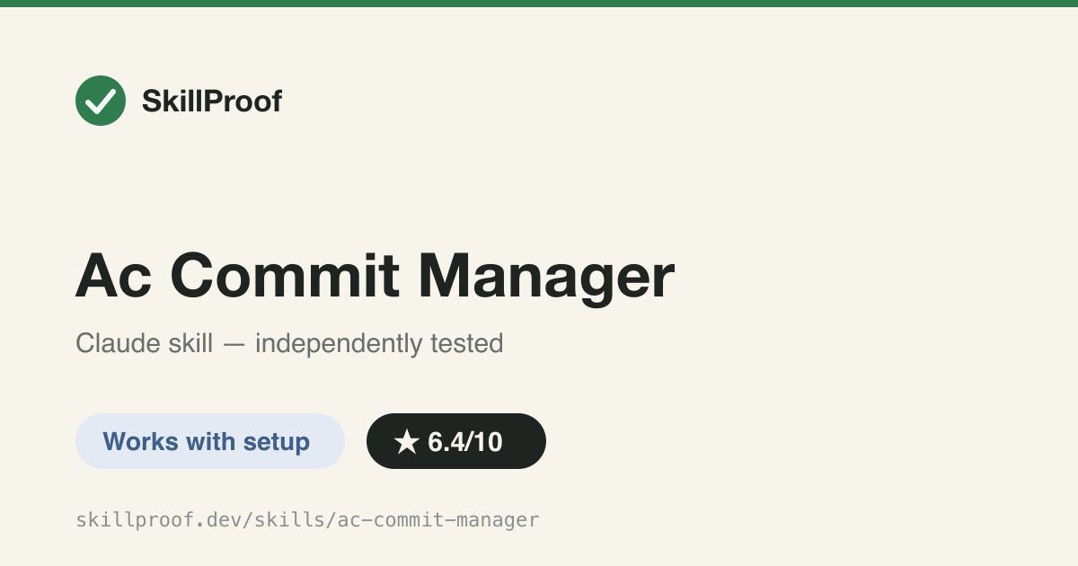 Ac Commit Manager — Structured git commit conventions, but its automation script is missing from the repo