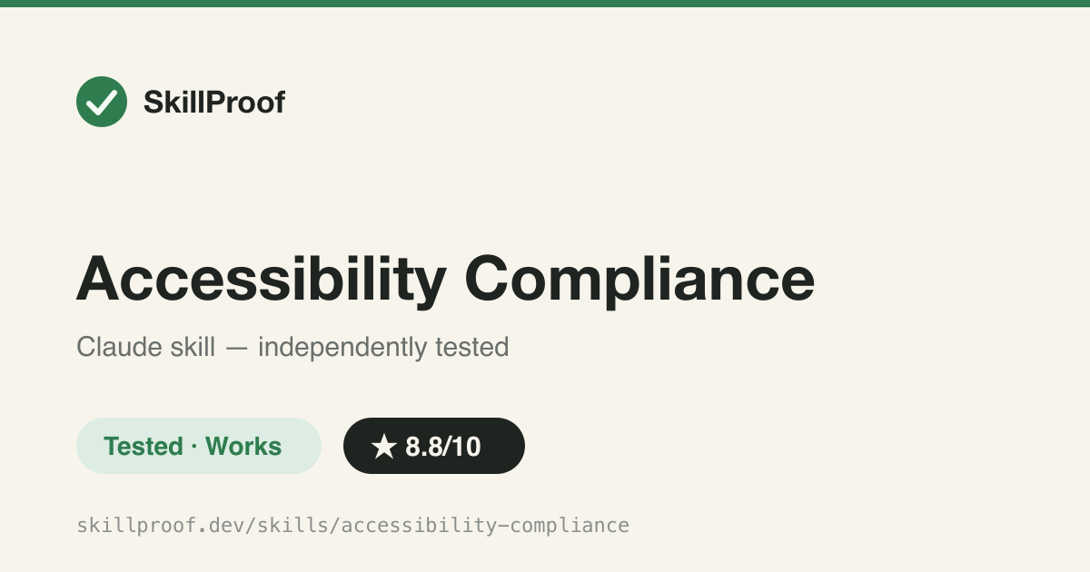 Accessibility Compliance — WCAG 2.2 AA review of web pages: alt text, contrast math, chart and form patterns