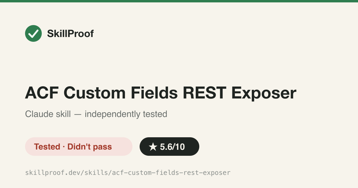 ACF Custom Fields REST Exposer — WordPress ACF-to-REST note that ships no code, just truncated scraped prose