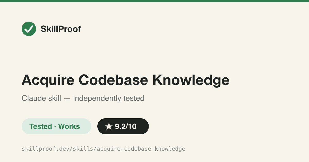 Acquire Codebase Knowledge — Maps and documents an existing codebase into seven evidence-cited docs.