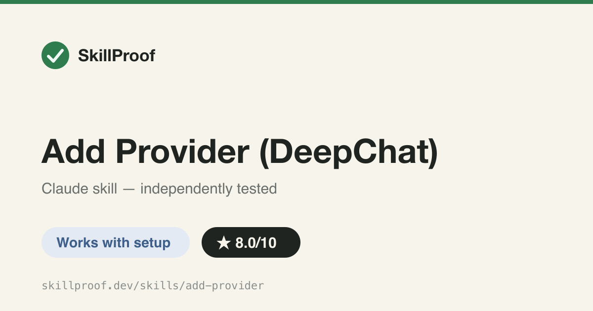 Add Provider (DeepChat) — Adds a new LLM provider to DeepChat through reviewed source changes.