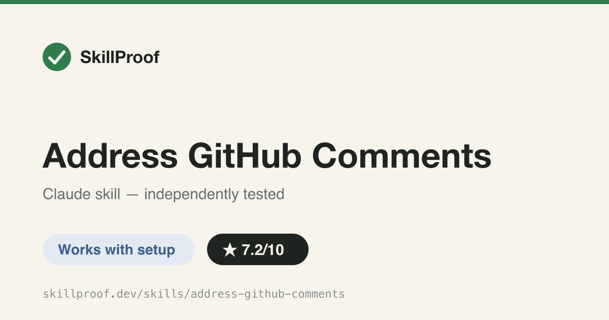 Address GitHub Comments — Works through review comments on an open GitHub PR using the gh CLI.
