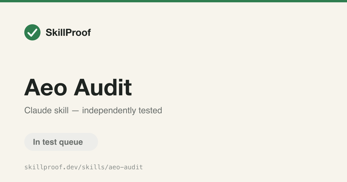 Aeo Audit — Audits brand presence in AI search tools like ChatGPT, Perplexity, and AI Overviews.
