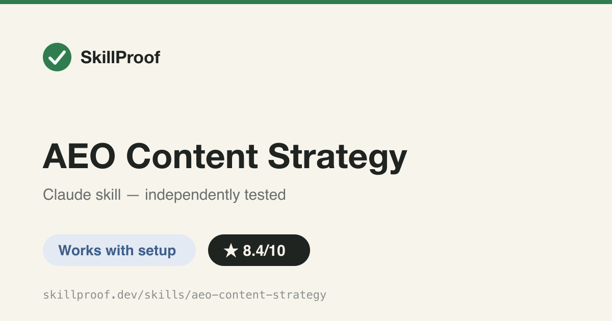 AEO Content Strategy — Turns Reddit/Quora threads into a prioritized AEO content plan with a fixed report template.