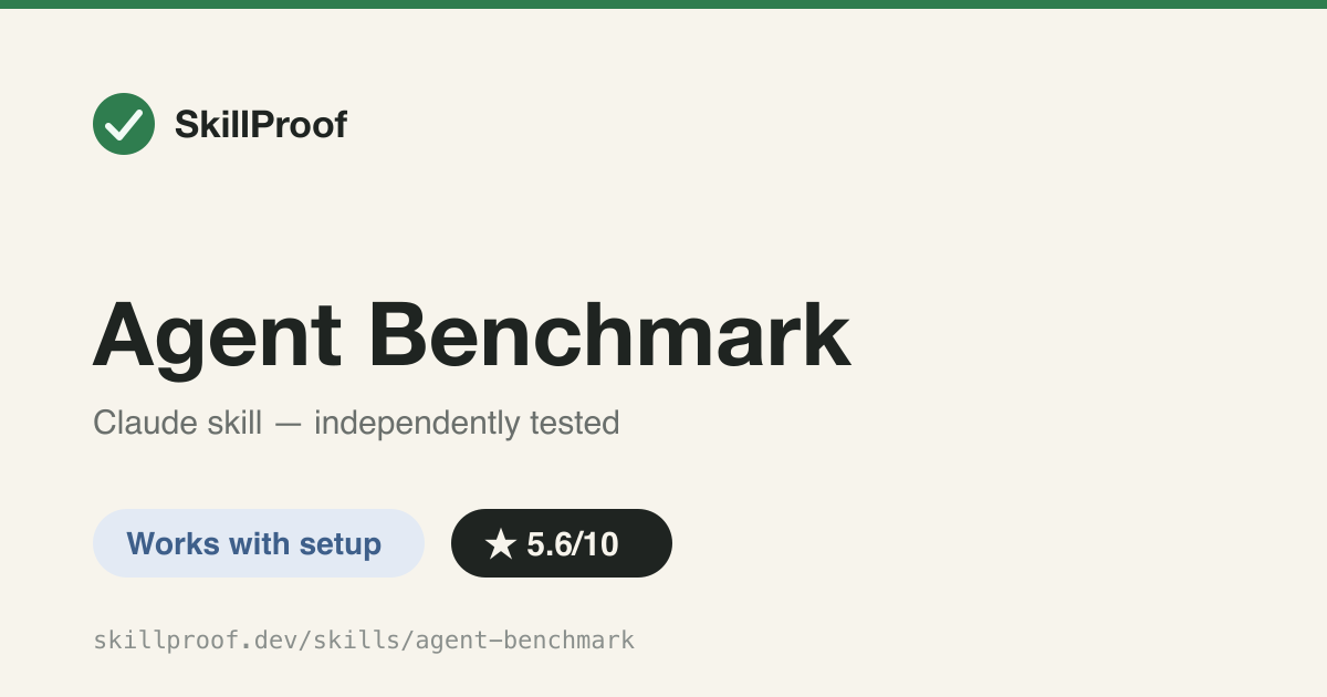 Agent Benchmark — Methodology for scoring agent output quality and catching regressions against baselines