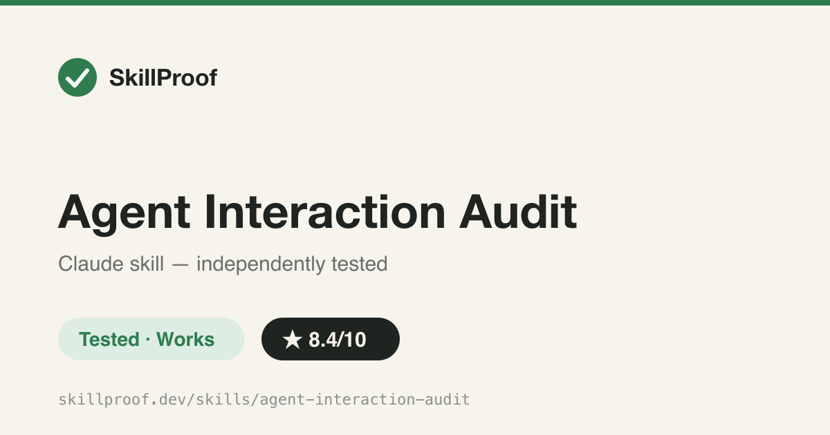 Agent Interaction Audit — Turns Codex/Claude Code session traces into a private, evidence-tiered retrospective with an actionable improvement queue.