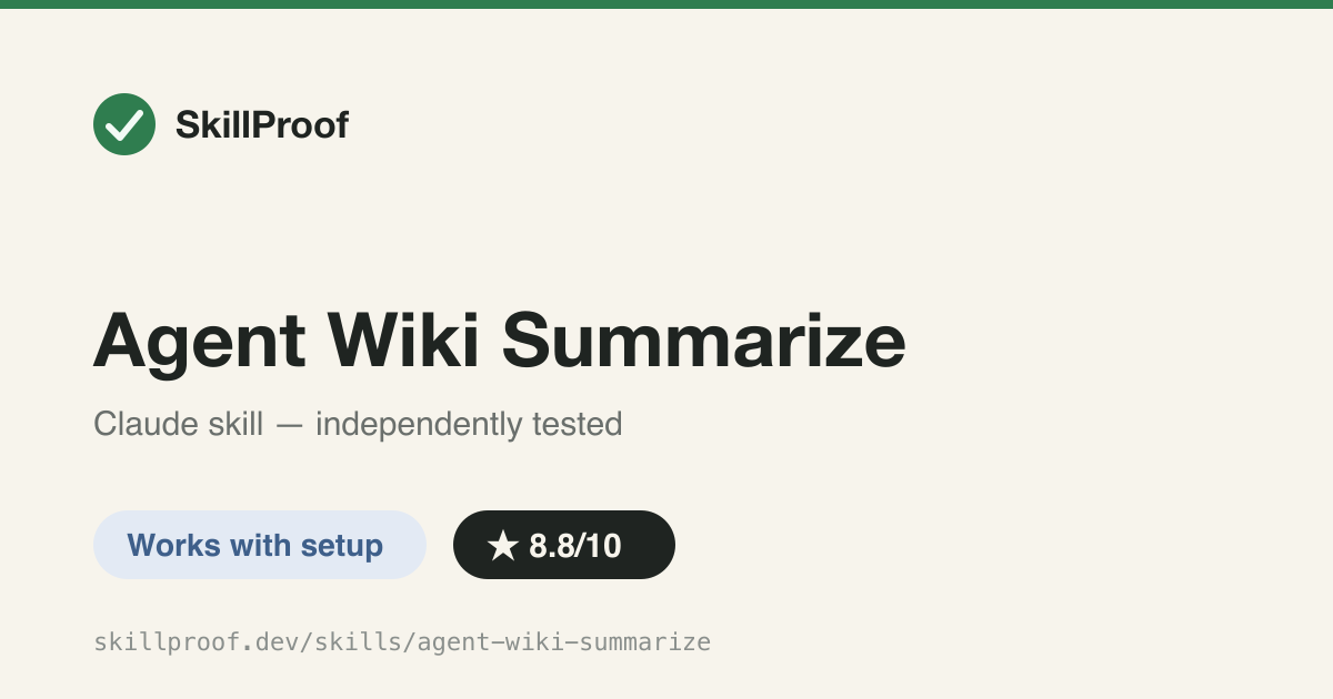 Agent Wiki Summarize — Turns saved Claude Code trajectory JSON into scored episodic wiki summaries automatically.