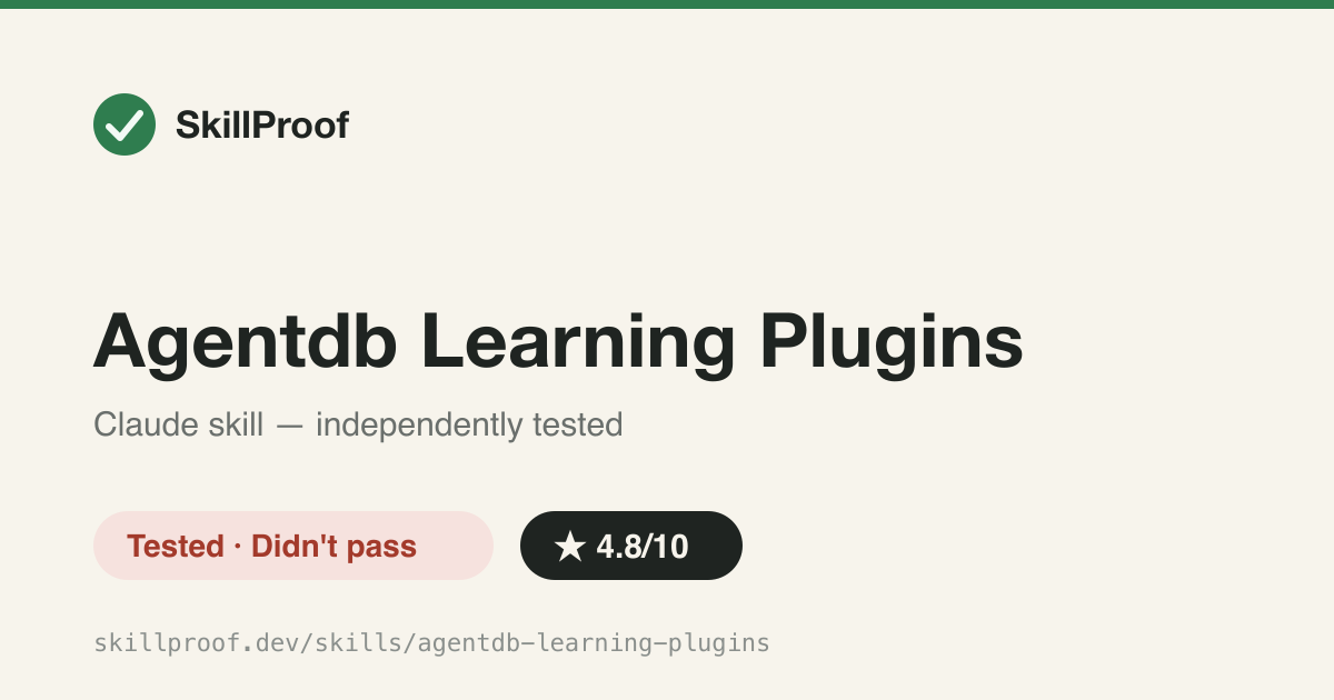 Agentdb Learning Plugins — RL training plugins for AgentDB, but the documented CLI commands no longer exist