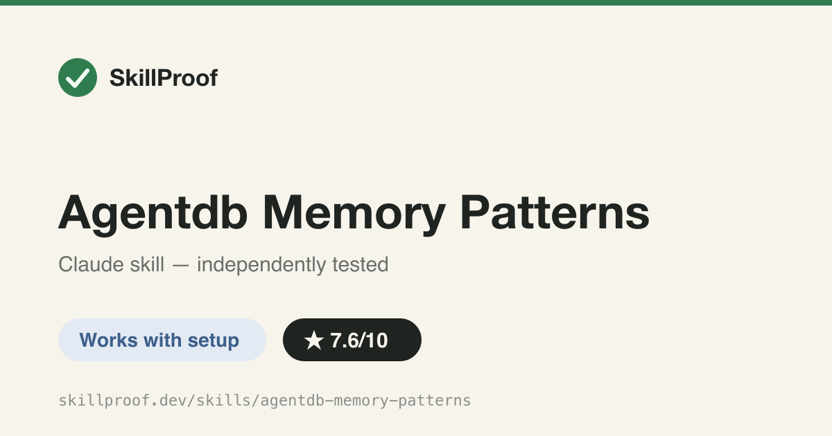 Agentdb Memory Patterns — Persistent agent memory patterns and CLI workflow built on the AgentDB vector store