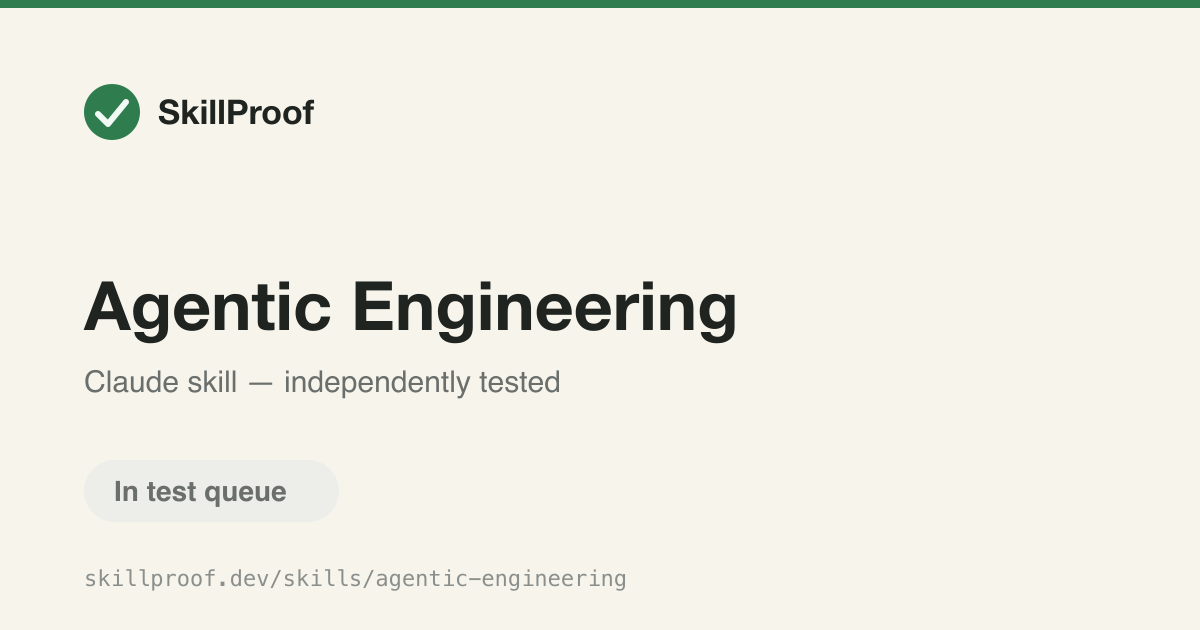 Agentic Engineering — Design or refactor agent skills and operating loops for more autonomous behavior.