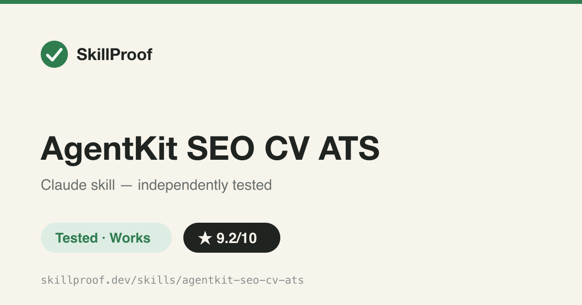 AgentKit SEO CV ATS — Rewrites resume bullets and structure for ATS parsers without inventing fake metrics.