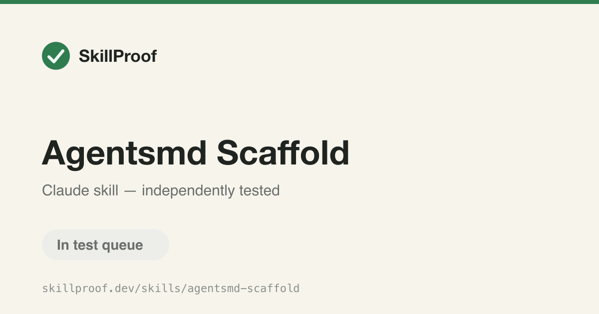 Agentsmd Scaffold — Generates repository-specific AGENTS.md files from evidence found in the codebase.