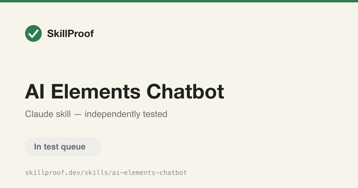AI Elements Chatbot — Builds streaming chat interfaces using shadcn/ui AI Elements components.