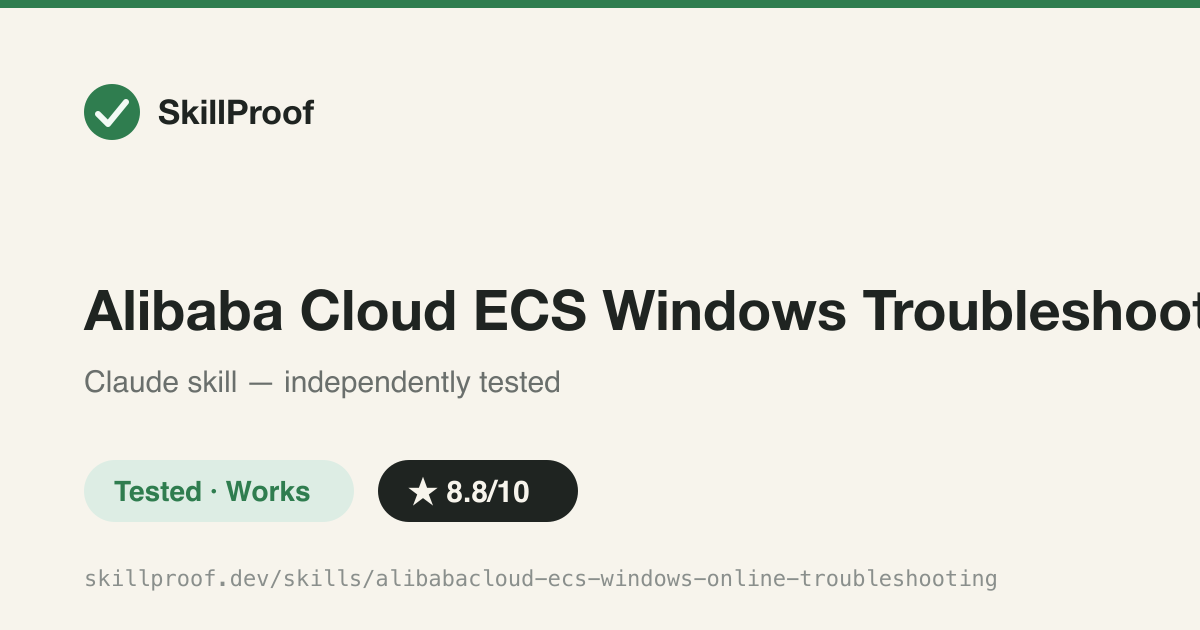 Alibaba Cloud ECS Windows Troubleshooting — Evidence-first Windows ECS diagnostics: routed checks, scripts, gated fixes