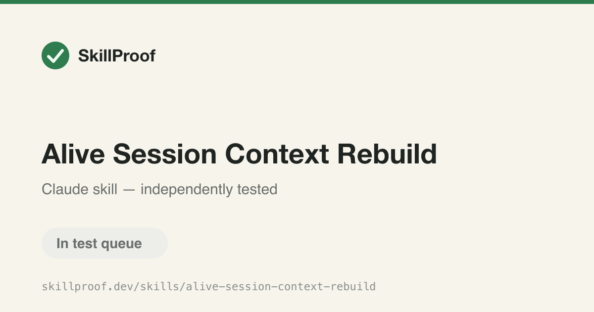 Alive Session Context Rebuild — Merge multiple sessions into one context and resolve conflicts between parallel work.