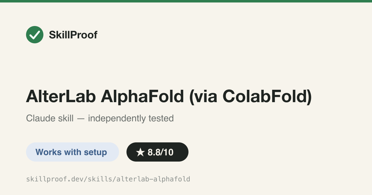 AlterLab AlphaFold (via ColabFold) — Runs AlphaFold2 via ColabFold to fold proteins/complexes and interpret pLDDT/pTM/ipTM/PAE confidence.