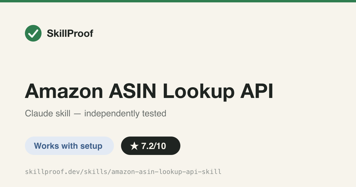 Amazon ASIN Lookup API — Extracts Amazon product title, price, ratings, and details from an ASIN.