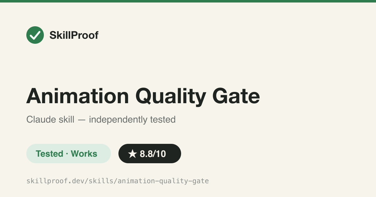 Animation Quality Gate — Rejects Blender animation renders that only look done, using a real contact-sheet + frame-diff script plus a 7-point review checklist.