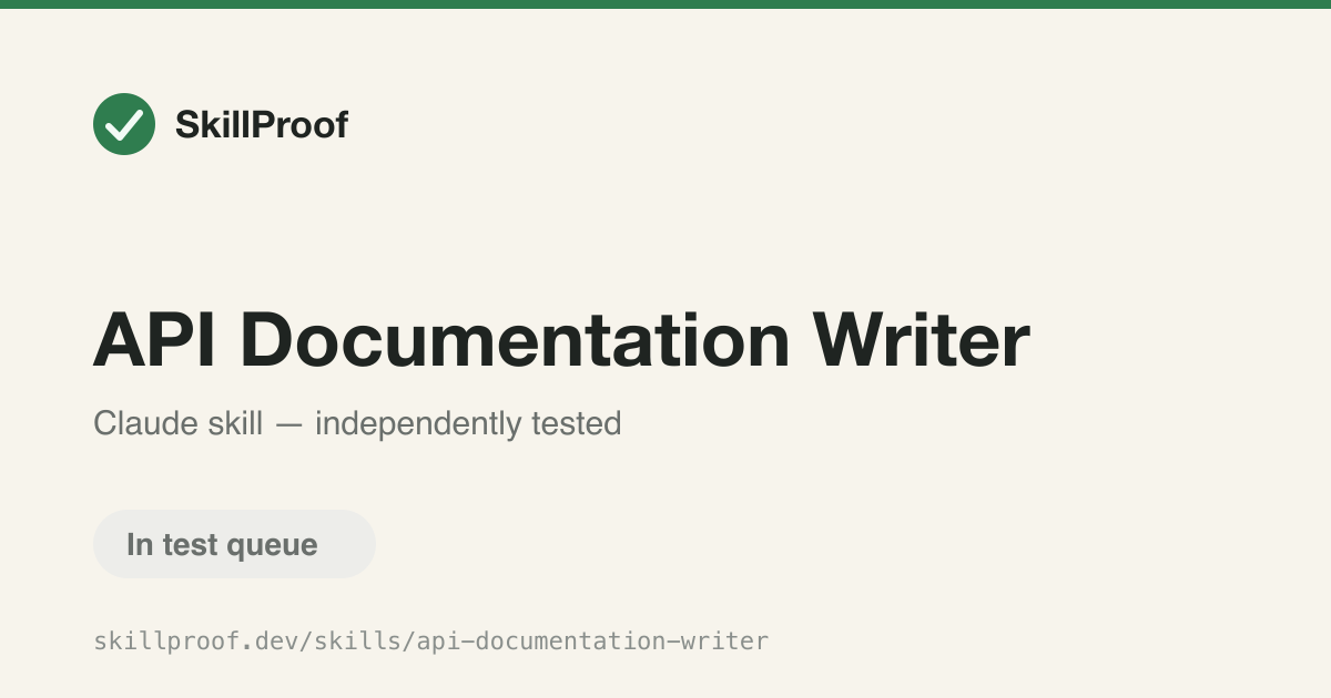 API Documentation Writer — Generates API documentation with endpoints, examples, auth guides, and OpenAPI specs.
