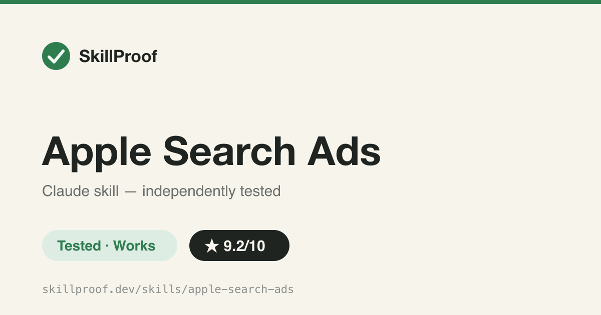 Apple Search Ads — Plans and optimizes Apple Search Ads campaigns for indie iOS apps