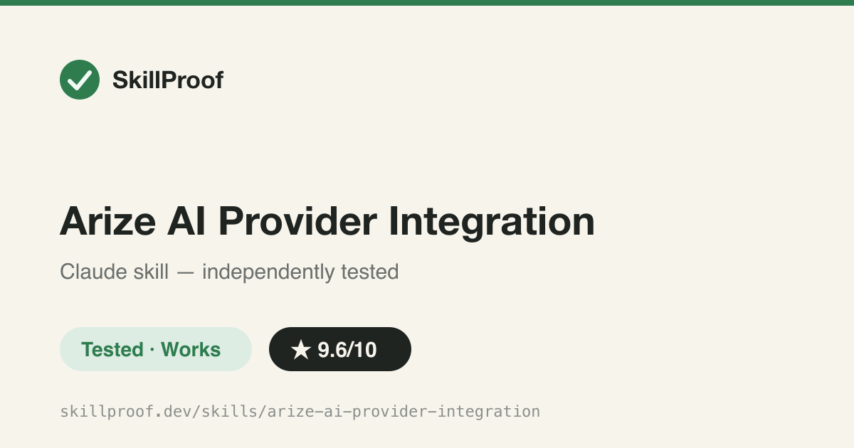 Arize AI Provider Integration — CRUDs Arize's stored LLM-provider credentials (OpenAI, Anthropic, Bedrock, Vertex, Gemini, NIM) via the ax CLI.
