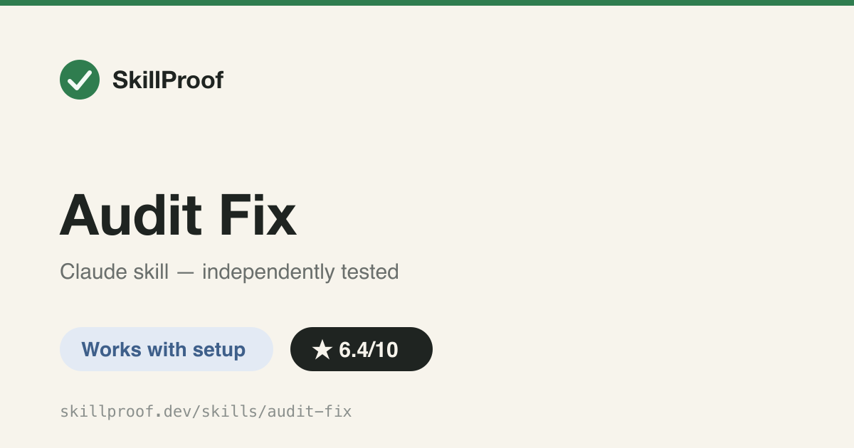 Audit Fix — Turns audit findings into atomic commits, one test run per fix