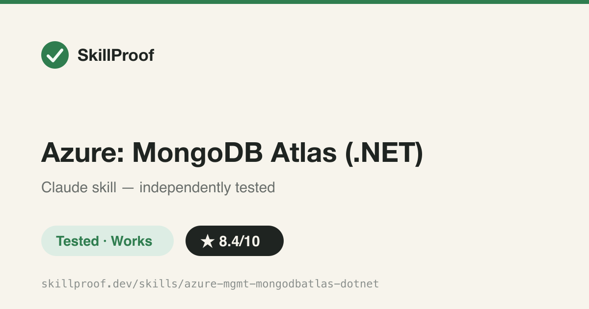 Azure: MongoDB Atlas (.NET) — Manages MongoDB Atlas organizations as Azure ARM resources via the .NET SDK.