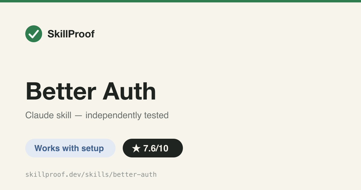 Better Auth — Better Auth setup for TypeScript apps: email/password, OAuth, 2FA, passkeys, DB adapters