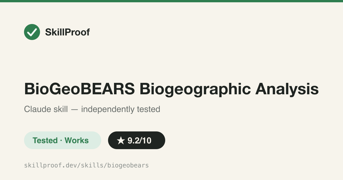 BioGeoBEARS Biogeographic Analysis — Validates tree/geography input, scaffolds a full BioGeoBEARS analysis folder, and generates a ready-to-run RMarkdown script.