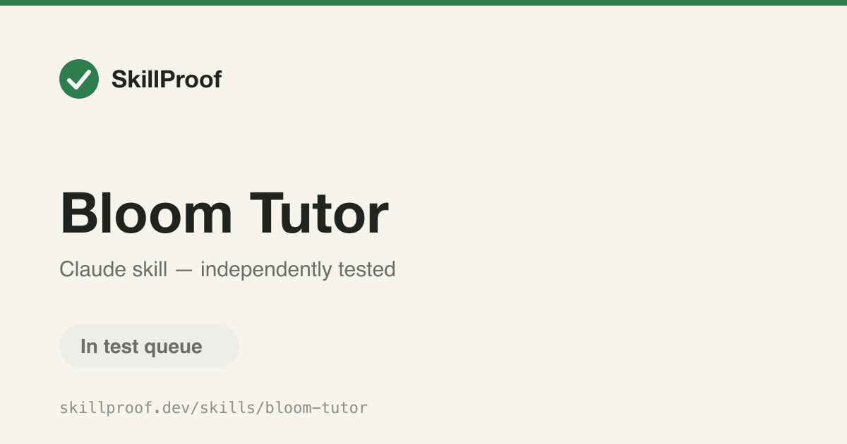 Bloom Tutor — Runs one-on-one Socratic tutoring sessions with logged progress and feedback.