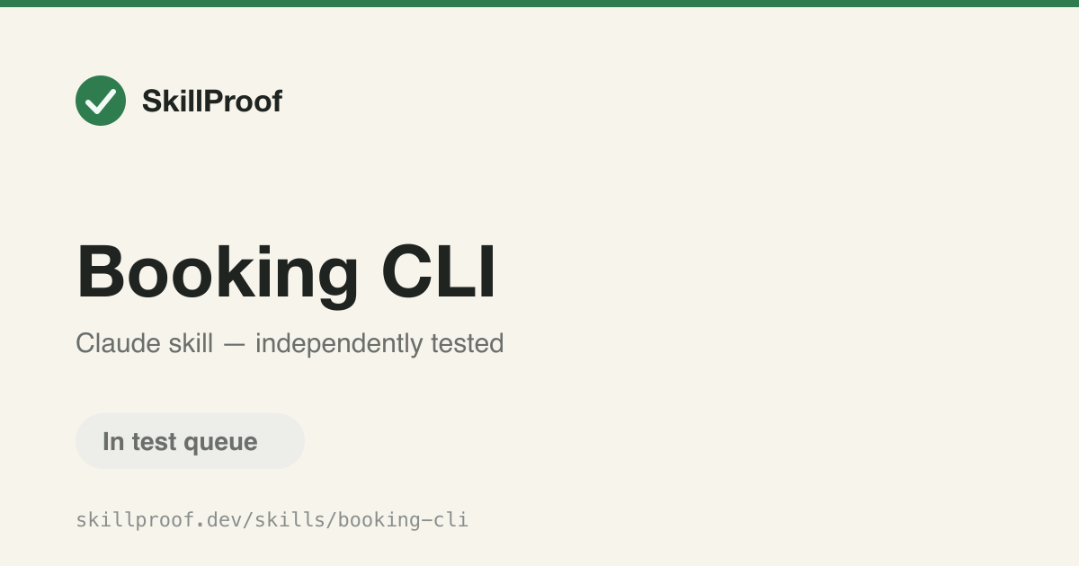 Booking CLI — Searches Booking.com hotels and rentals by destination, dates, and guests.