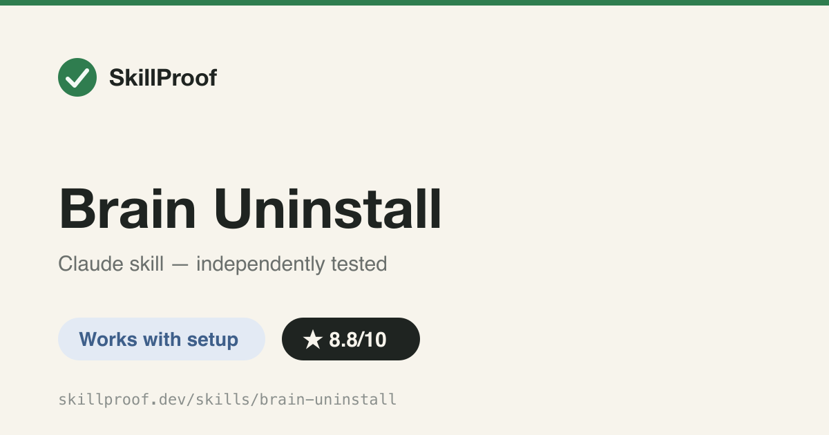 Brain Uninstall — Confirmation-gated, password-masking teardown for the mybrain memory plugin across Docker, local, and remote Postgres.