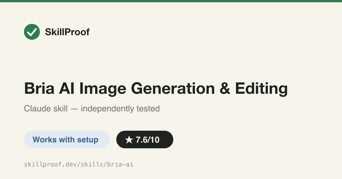 Bria AI Image Generation & Editing — Commercially-safe image generation, editing, and background removal via the Bria API