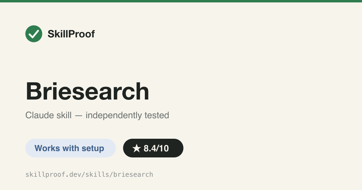 Briesearch — Cited, multi-source research with a mechanical grounding checker — but ships wired into a whole sibling-skill suite.
