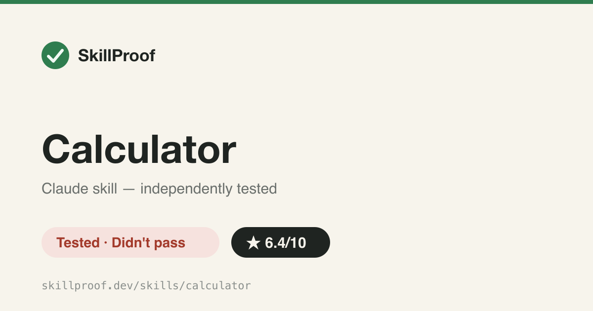 Calculator — Stdin-JSON add/subtract/multiply/divide script that Claude beats on its own