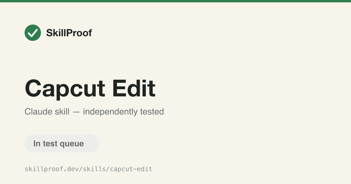 Capcut Edit — Edits CapCut and JianYing video projects — subtitles, timing, speed, and cutting.