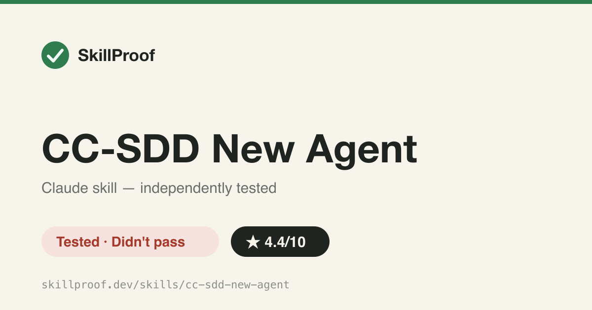 CC-SDD New Agent — Adds or extends coding-agent support in cc-sdd by following its new-agent SOP.
