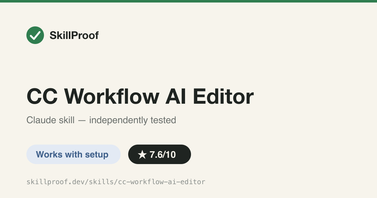 CC Workflow AI Editor — Creates and edits visual AI agent workflows conversationally via MCP tools.