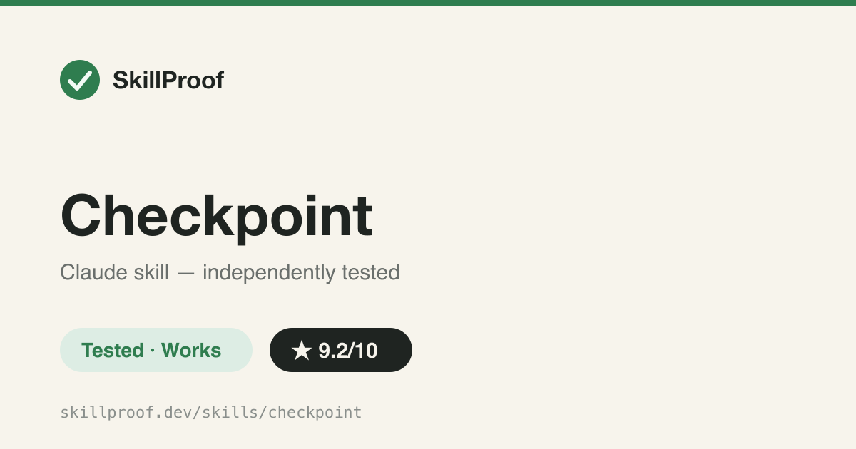 Checkpoint — Writes a structured, resumable session-handoff snapshot with file:line pointers and a resume prompt.