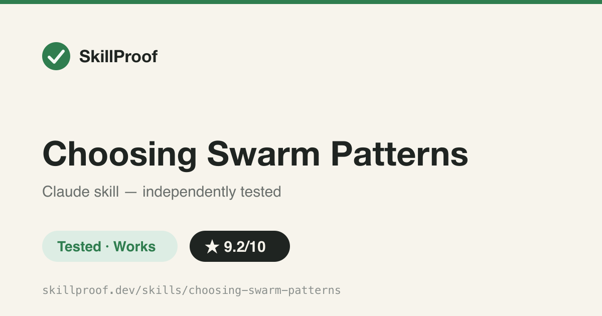 Choosing Swarm Patterns — Pick the right Agent Relay swarm pattern and write correct workflow/YAML configs