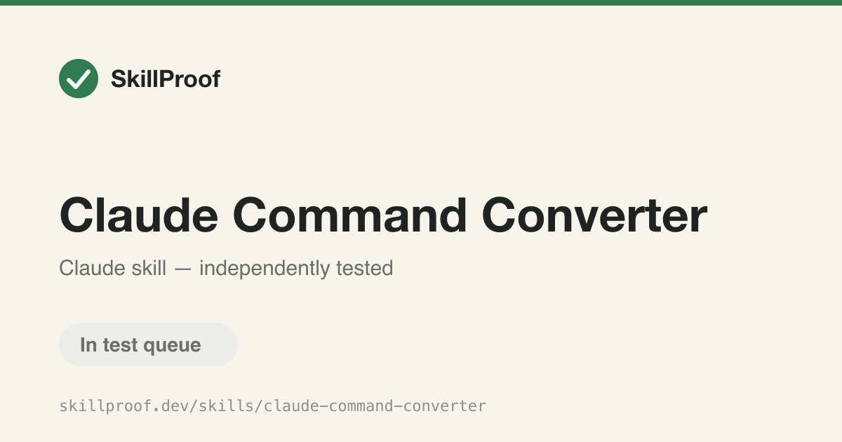 Claude Command Converter — Convert Claude Code slash commands into portable Agent Skills.