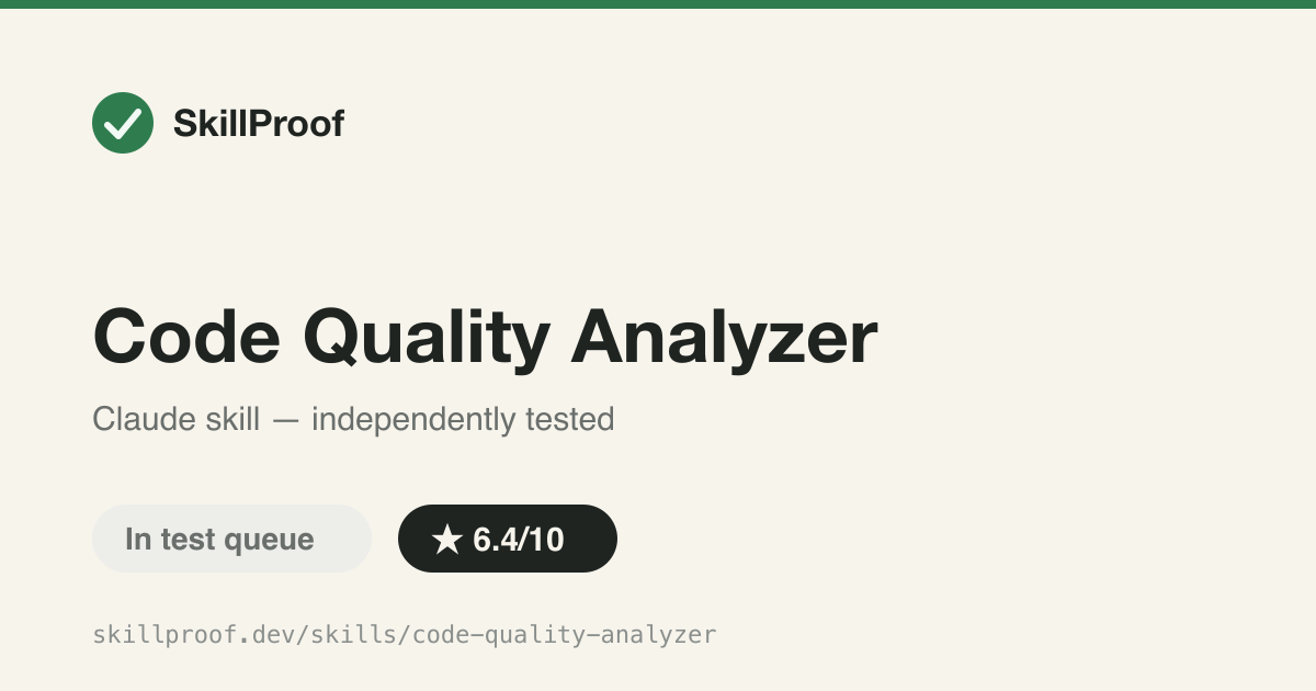 Code Quality Analyzer — A 29-line review-prompt template living in skill-up's e2e test fixtures