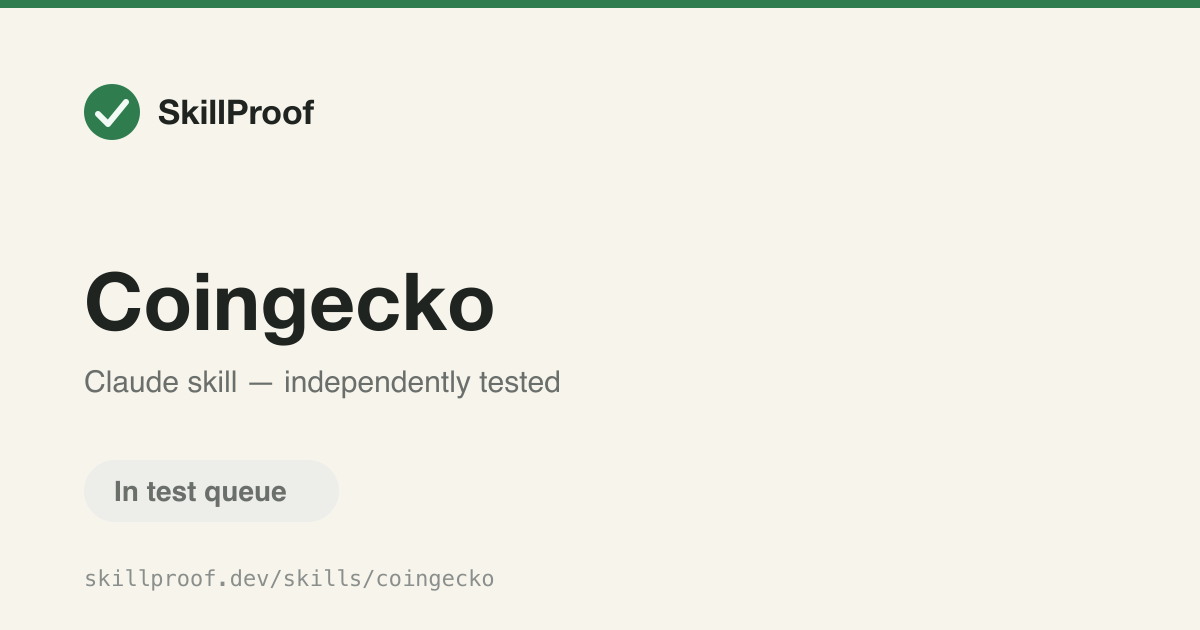 Coingecko — Fetch Solana token prices, DEX pool data, and market analytics from CoinGecko.