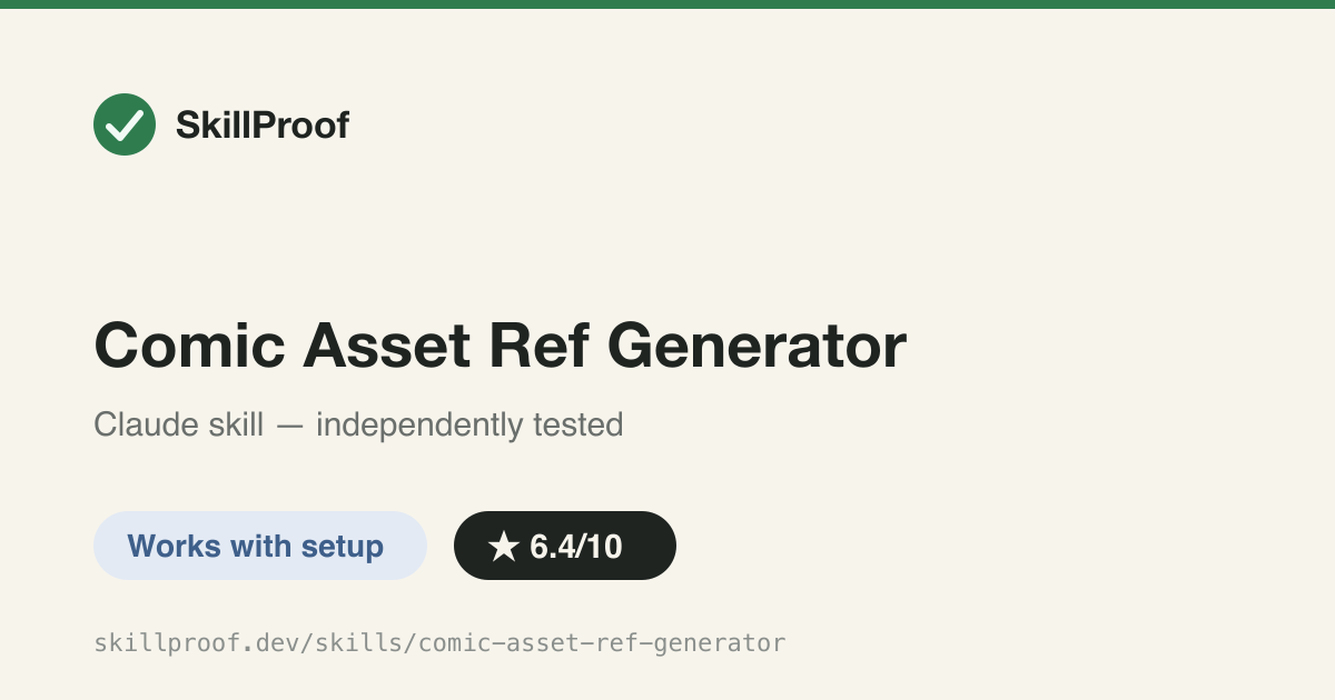 Comic Asset Ref Generator — Produces canonical comic reference assets via Codex bakes or parametric SVG